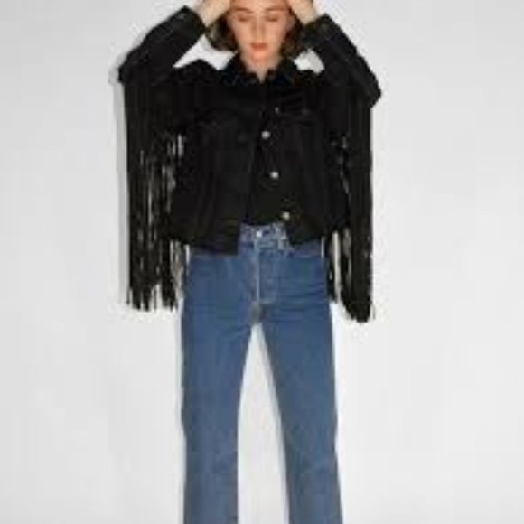 Women's Levi's Ex-Boyfriend Trucker Fringe Jacket - Picture 1 of 3